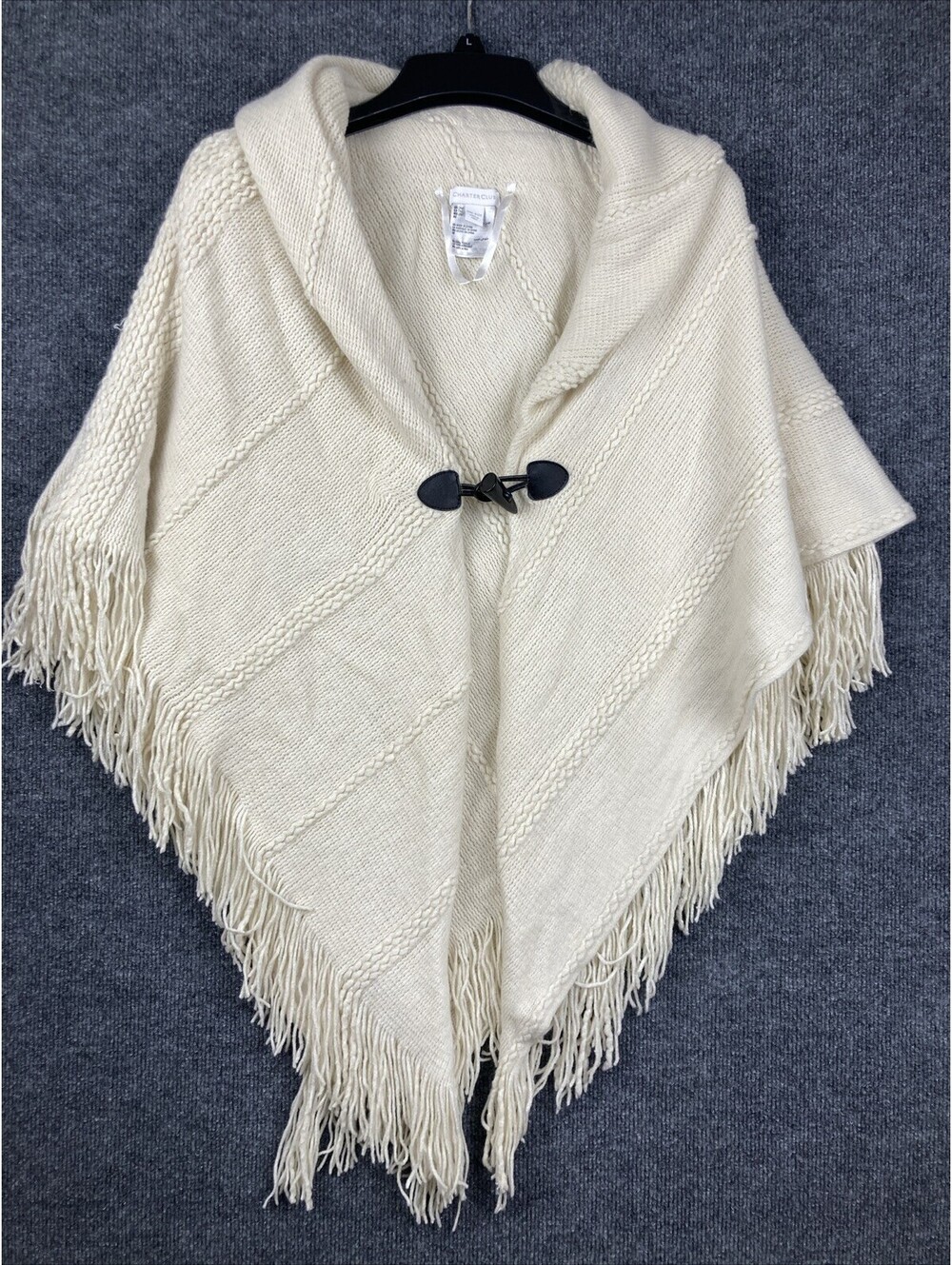 Charter Club Womens One Size Cream Ivory Toggle Close Shawl Collar Sweater EUC